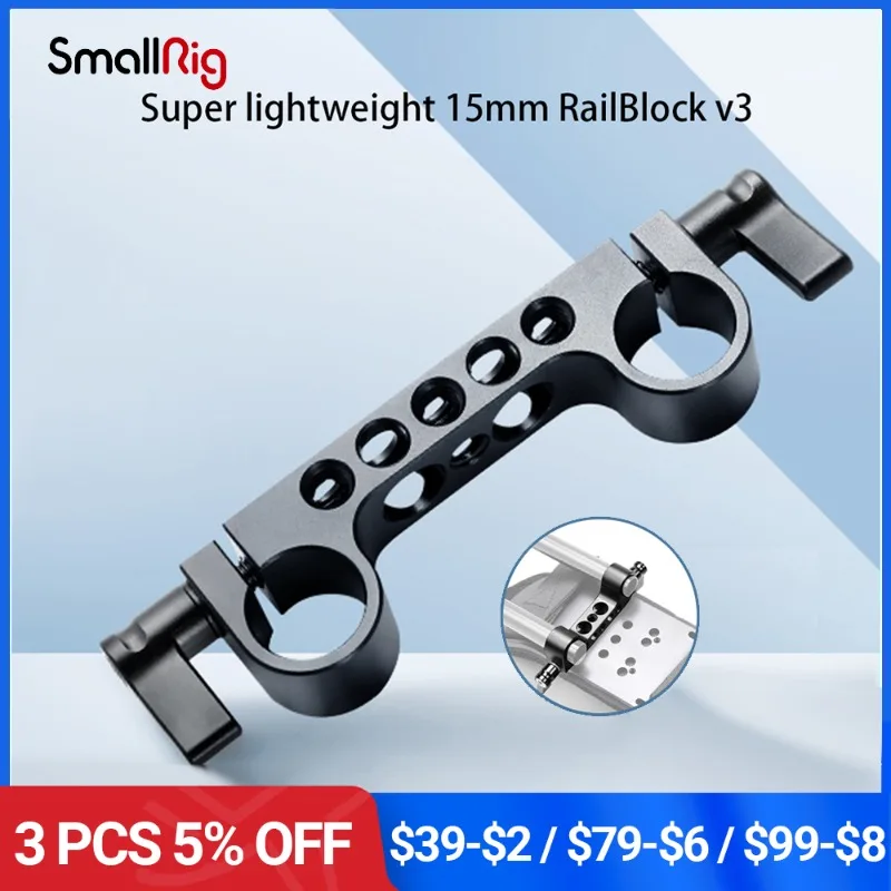 

SmallRig Super lightweight 15mm RailBlock Rod Clamp with 1/4"-20 Thread for Red and Other 15mm DSLR Camera Rig -942