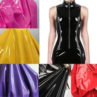 50145cm high density stretch glossy leather fabric soft vinyl shiny pu leather elastic pvc fabric material for dress upholstery