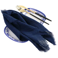 dark blue vintage dinner table cloth napkins soft cotton gauze fabric tea towels durable for wedding easter ramadan decoration