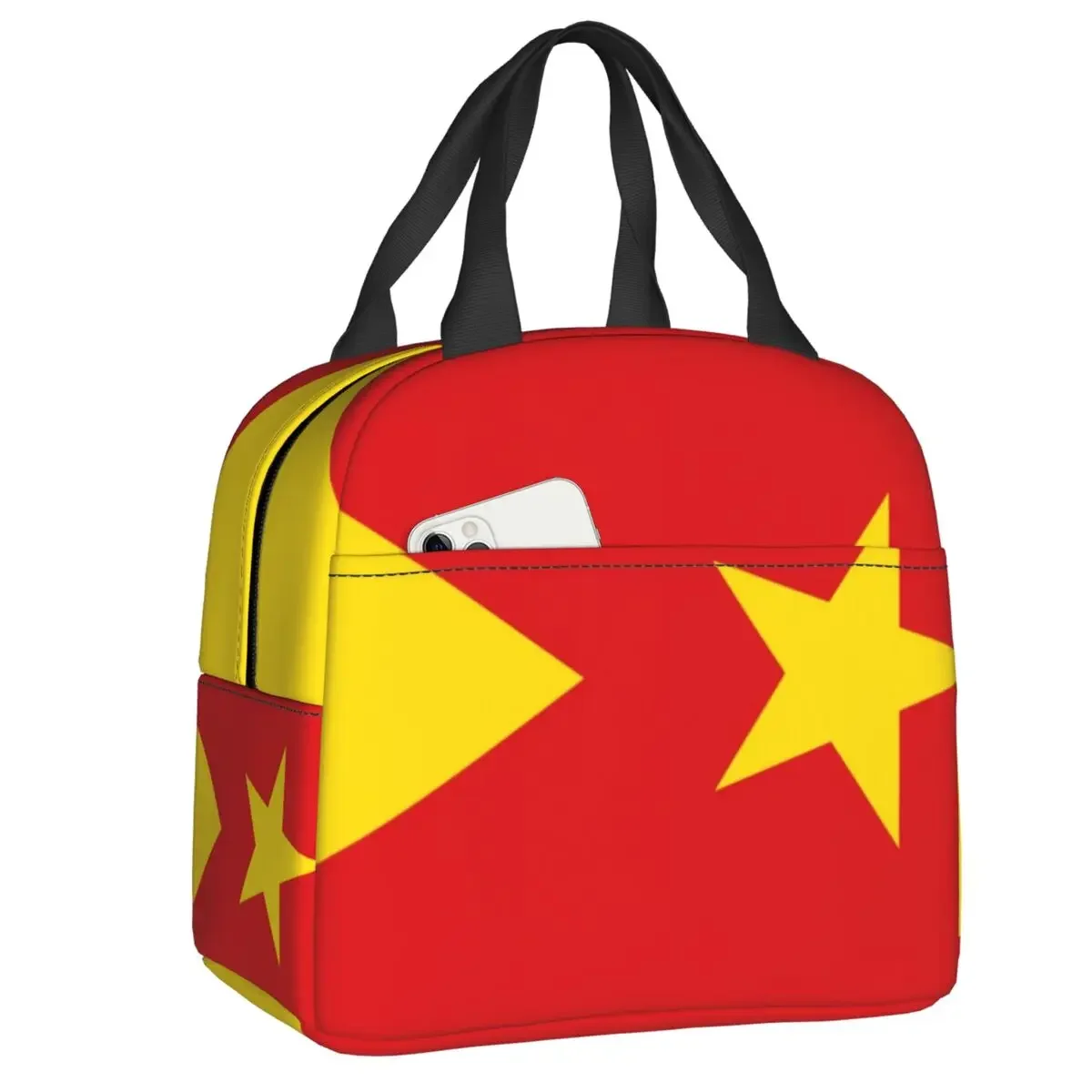 Фото Изолированная большая сумка для обеда с флагом региона Tigray для женщин, Эфиопия, многоразовый термохолодильник, коробка для бенто, школьная №1