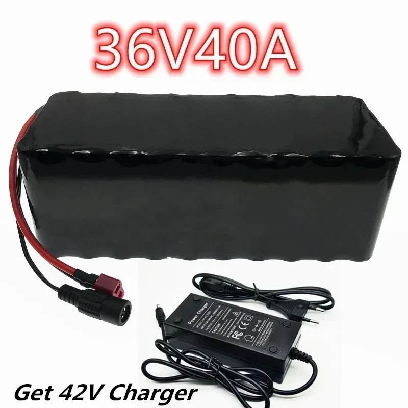 36V 40Ah Electric Bicycle Battery Built-in 30A BMS Lithium Pack 36 Volt 2A Charging Ebike + Charger