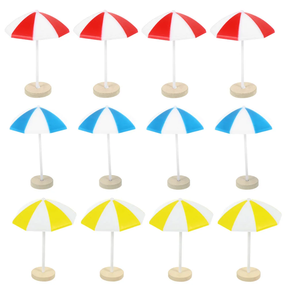 

12 Pcs Fantastic Beach Umbrella Mini Sun House DIY Decors Micro Landscape Accessories Miniature Plastic