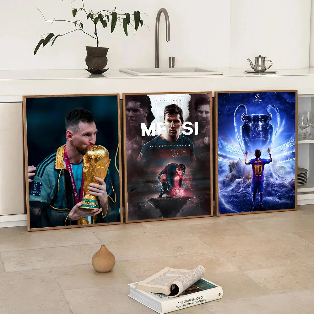 Спортивный постер М-Месси для футбола бумажный принт дома гостиной спальни входа