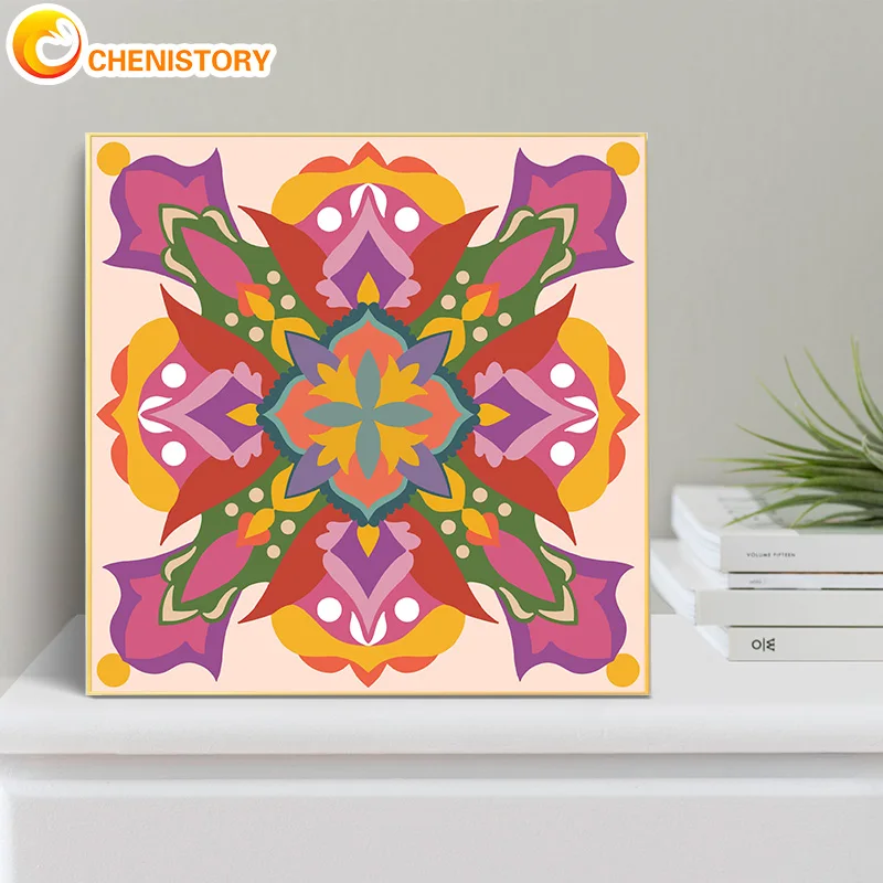 

CHENISTORY Oil Painting By Numbers Symmetrical Pattern Handpainted Pictures By Numbers Artistic Painting Home Decor