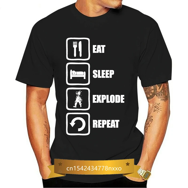 

Eat Sleep Explode Repeat Bakugou Artwork Men's () T Shirt Black Men'S T-Shirt 2018 Newest Summer Men Clothing