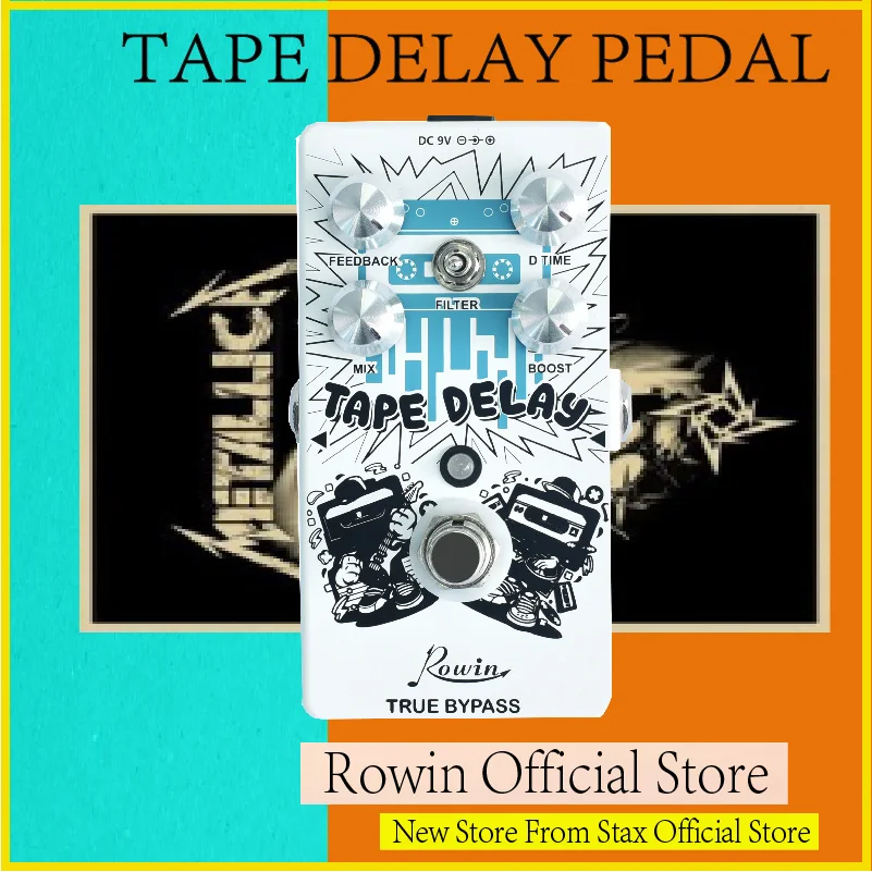 Rowin RE-01 Tape Delay Guitar Effect Pedal Combined With Delay And Bass Effects Wide Range Delay Adjustment And Make Real Bass