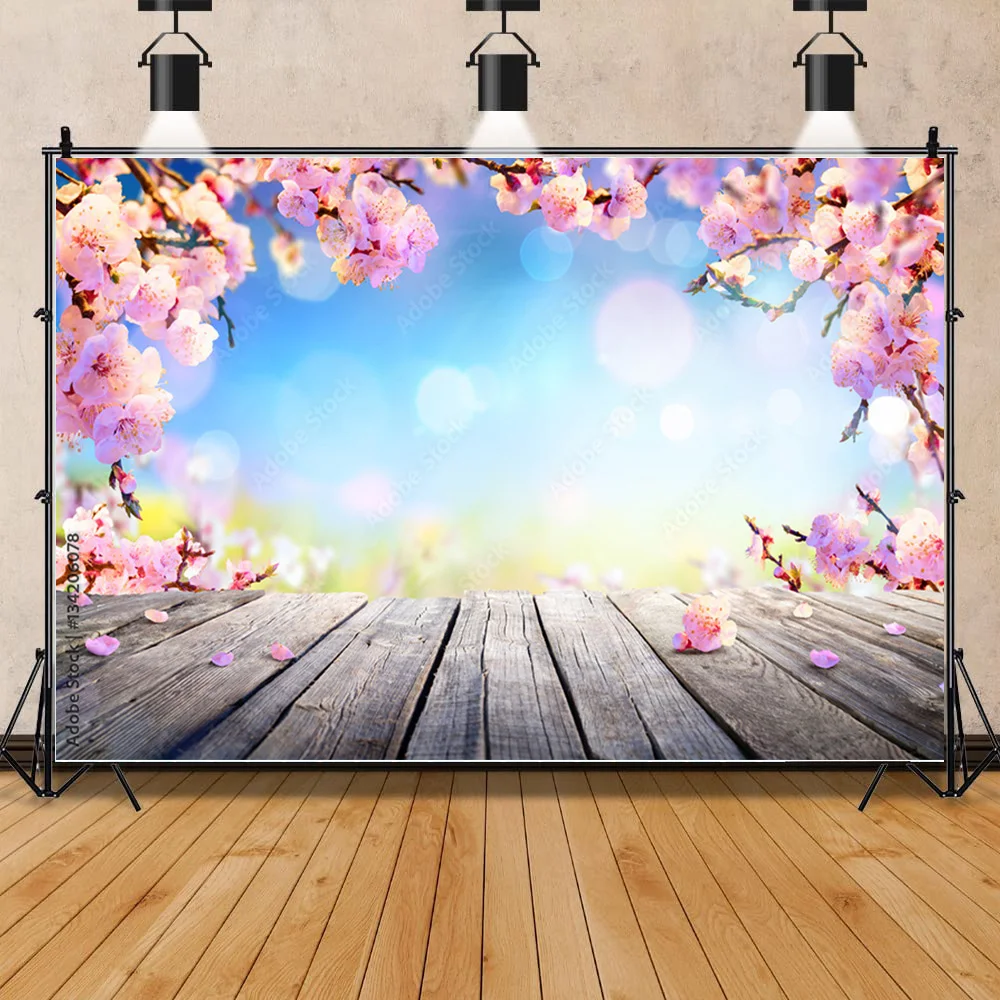 

SHUOZHIKE Art Fabric Photography Backdrop Simulated Flowers and Wooden Board Photography Studio Background WYY-03