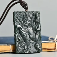 hot selling natural hand carve hetian jade cyan ming wang buddha statue necklace pendant fashion jewelry men women luck gifts1