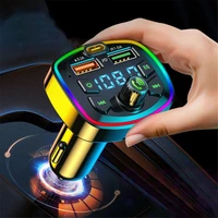 car bluetooth compatible 5 0 fm transmitter with microphone hands free calls dual charger mp3 player led backlight dropshipping