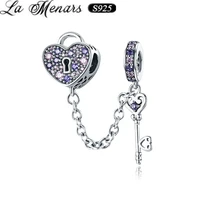 la menars the key to heart safety chains 925 sterling silver charms fit original bracelets for woman jewelry pendant diy making