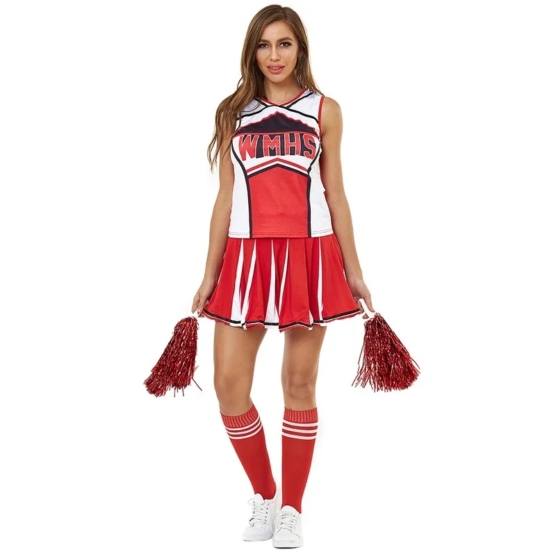 Фото Костюм для девочек в стиле чирлидинга LKO Halloween High School Club Girl Glee Style, нарядный костюм чирлидерши H[H5] №3