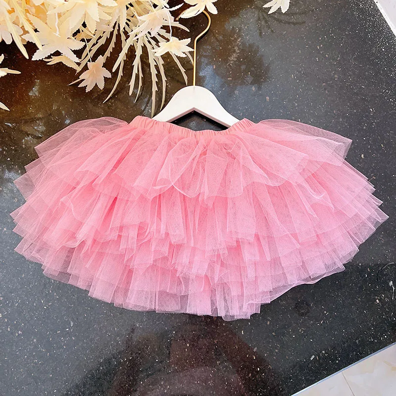 

Fashion Mesh Girls Tutu Six-Layers Tulle Short Style Puffy Skirts Dance Princess Ballet Cute Cake Skirt Summer Fall Kids Clothes