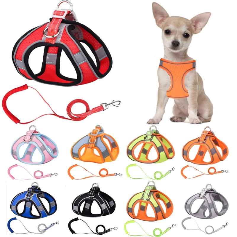 Светоотражающая шлейка для питомцев регулируемый нейлоновый жилет с поводком