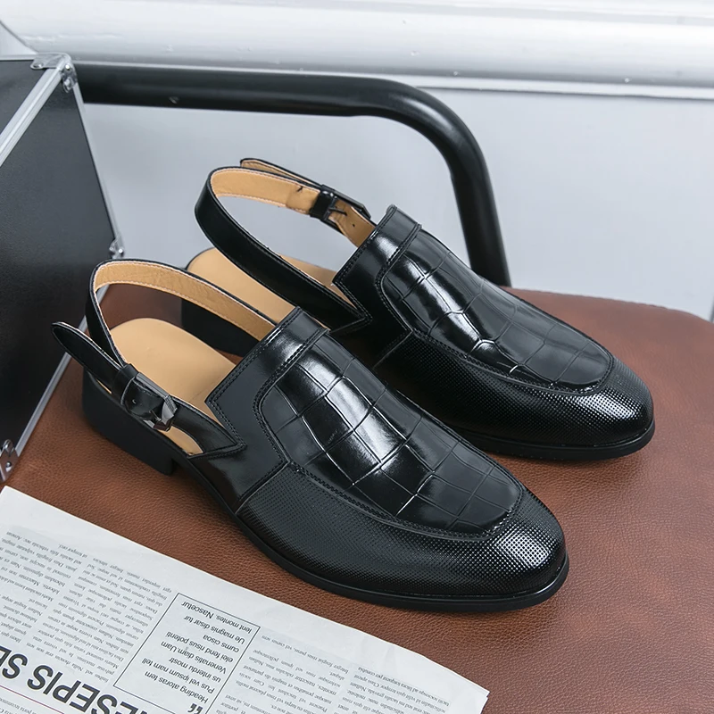 Сандалии мужские с перфорацией простые мягкие удобные туфли на плоской подошве