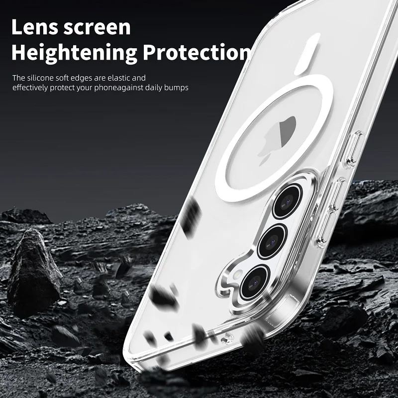 Прозрачный чехол для Samsung Galaxy S24 Fe с беспроводной зарядкой Magsafe магнитная задняя