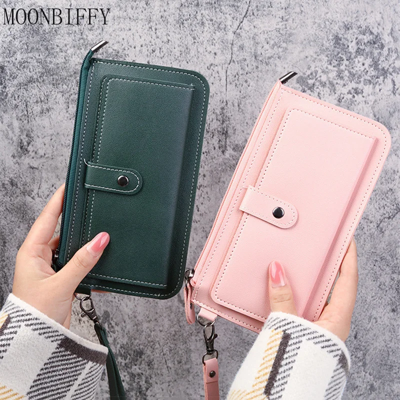 

2023 New Women Wallet Multifunctional PU Leather Long Wallets Multi-card Position Clutch Buckle Zipper Student Wallet