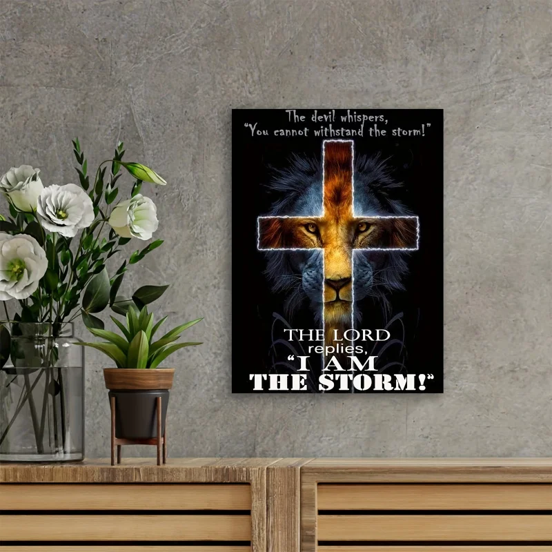 Вдохновляющее изображение Льва на холсте настенное искусство с деревянной