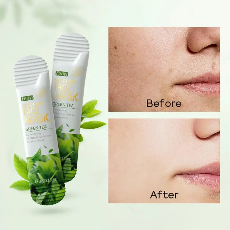 

Green Tea Sleeping Face Mask Deep Cleansing Shrink Pores Acne Anti-Aging Moisturizing Whitening Night Facial Packs Skin Care