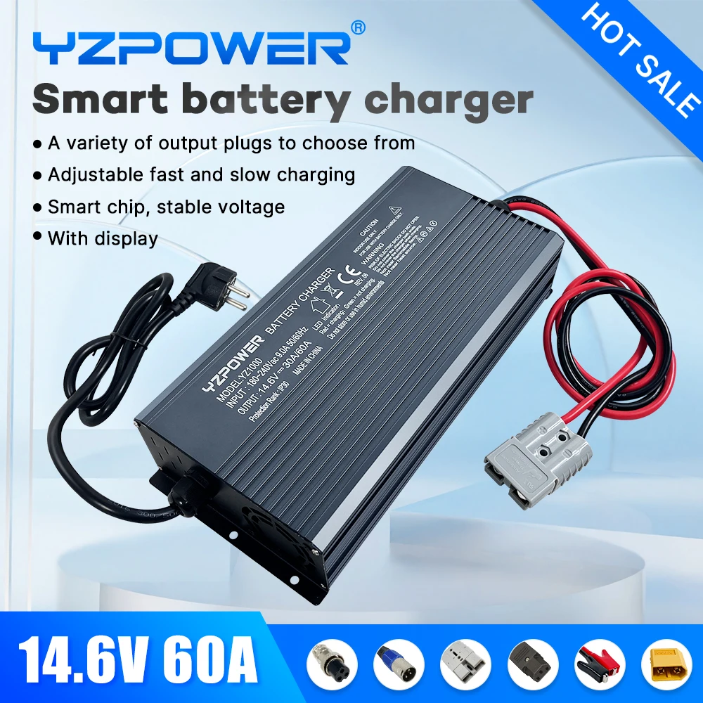 

14.6V 60A Battery Charger with Display Screen, Fast and Slow Charging Switching, Used for Lead-acid Iron-lithium Battery Charger