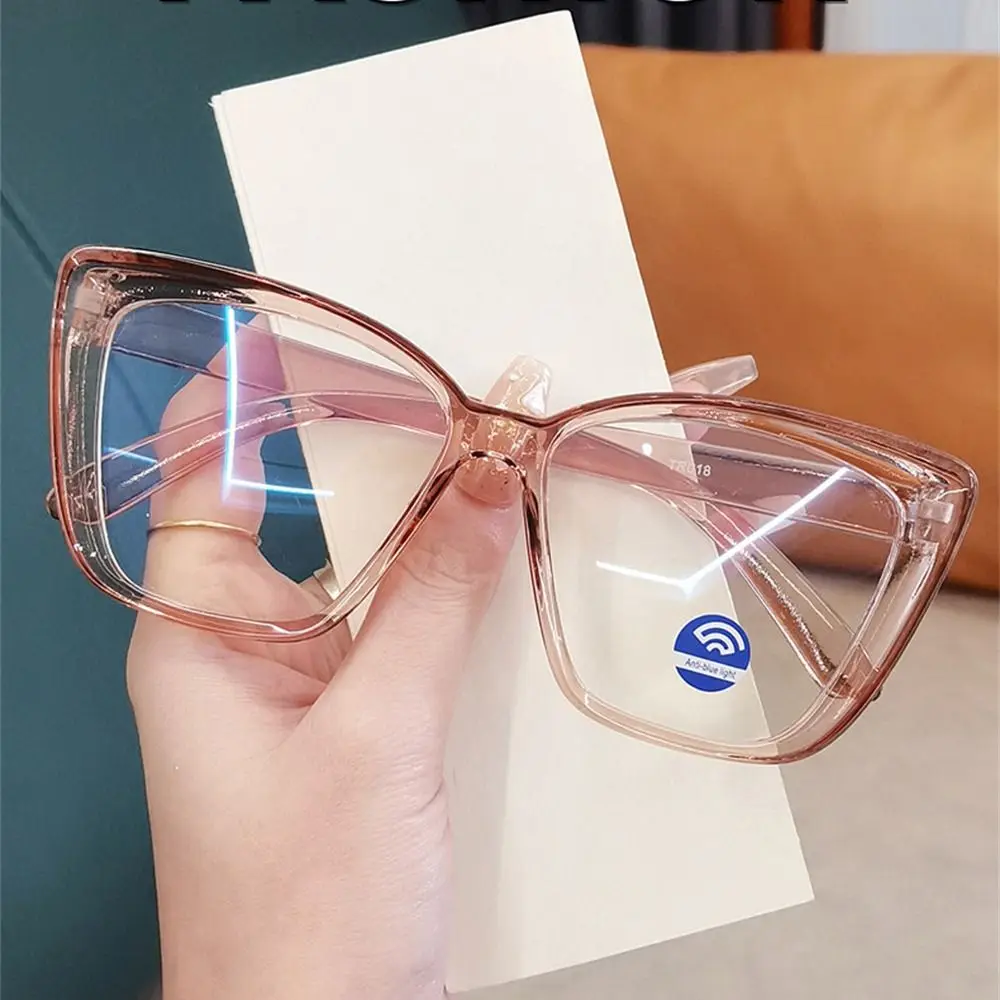 

Transparent Cat Eye Anti-Blue Light Glasses Frame Women Square Optical Computer Eyewear Radiation Protection Oversize Spectacle