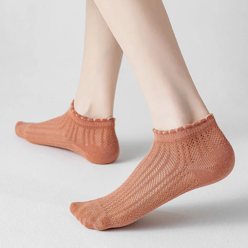 3 Pairs Women Short Socks Breathable Mesh Ultra-thin Solid Color Ladies Sock High Quality Cute Japanese Ankle Female Sox носки