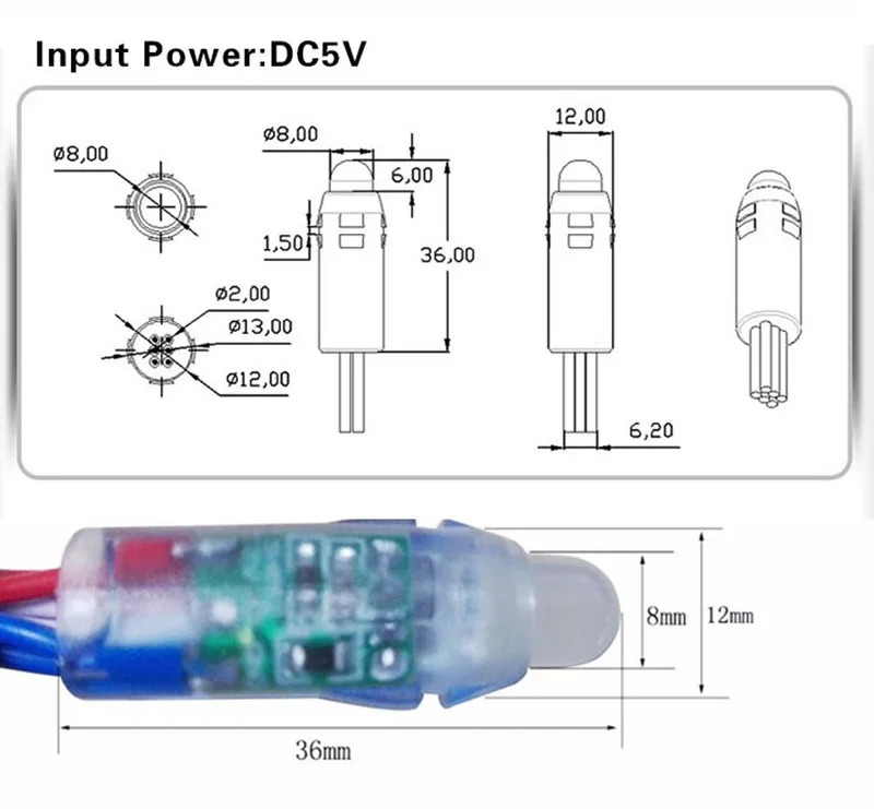 Полноцветные светодиодные пиксельные гирлянды WS2811Full Color постоянный ток 5 В/12 В