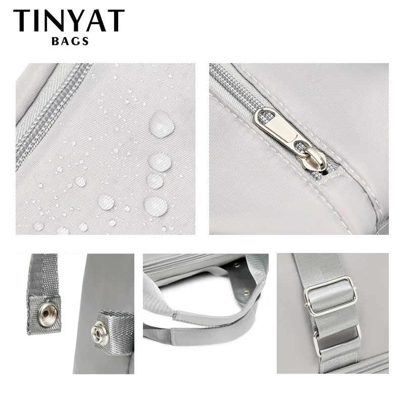 TINYAT Traveling Bags For Ladies Foldable Women Travel Backpack Sports Gym Yoga Waterproof Bag Large Capacity Duffle Handbag