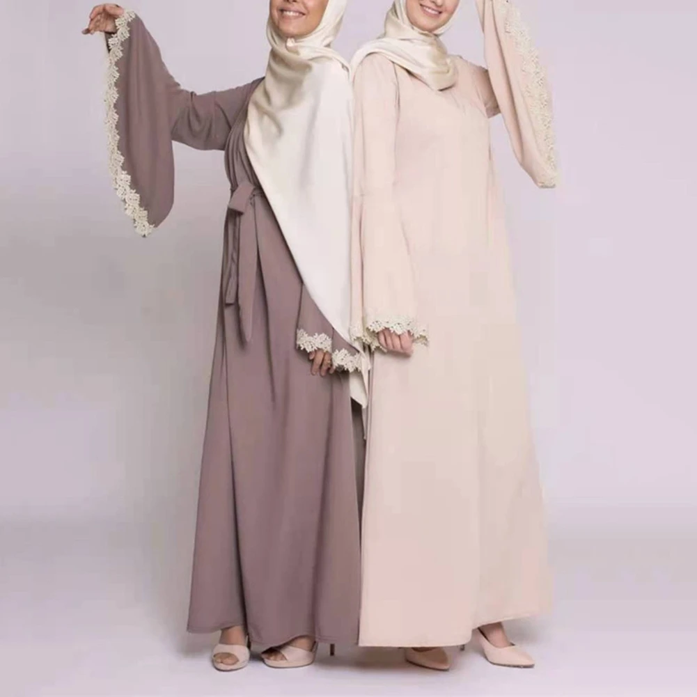 

Lace Abaya Dubai Turkey Islam Arabic Muslim Long Modest Dress For Women Robe Longue Femme Kaftan Morocco