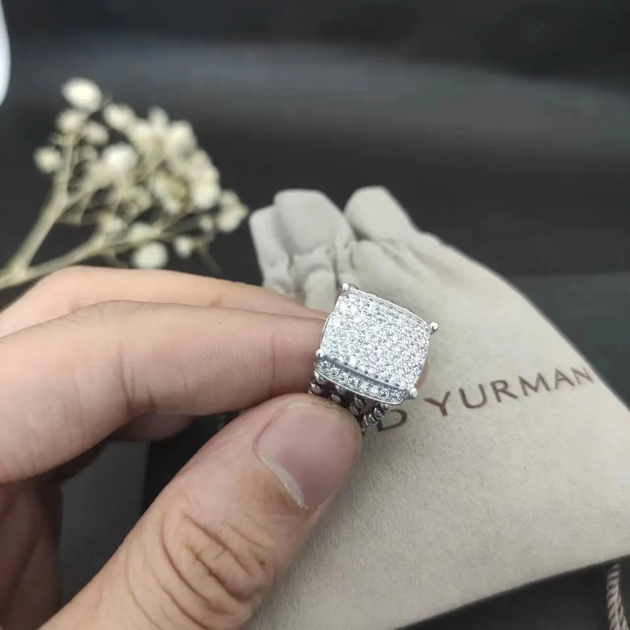 Popular Jewelry David Yurman Rings for Woman DY Eden Emerald Diamond Eternity Band  Silver 925 Plated Platinum