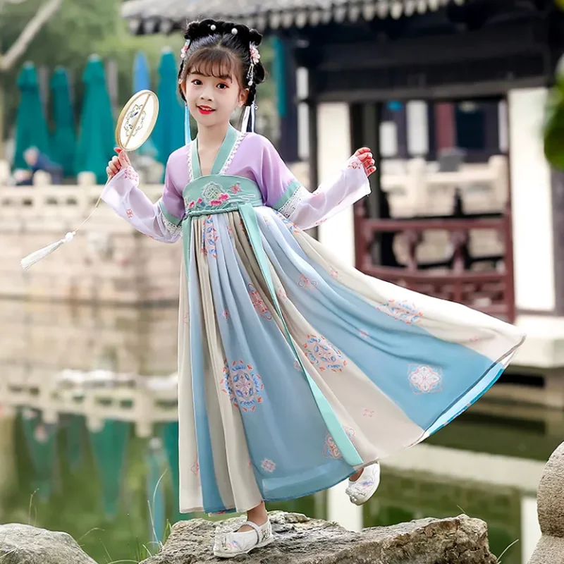 Детское женское китайское платье ханьфу ретро Повседневное для девочек с