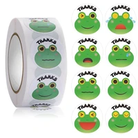 animal thank you stickers 1 inch gift tags stickers decor circle roll seal label cartoon printing cat frog pig dog