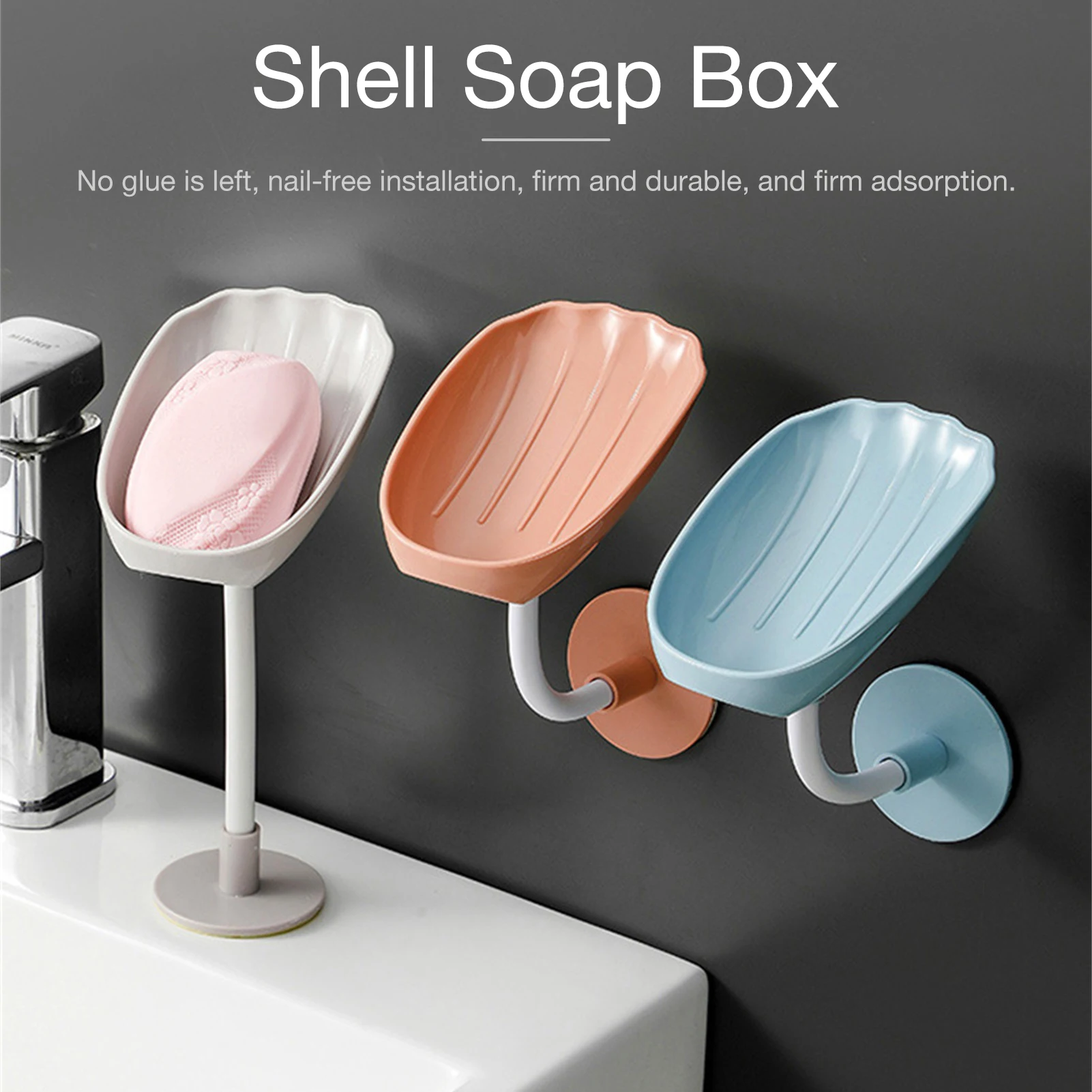 

Flexible Soap Holder Soap Dish Soap Box Punch-Free Wall Mounted Standing Soap Drain Stand Soap Container Bathroom Accessories
