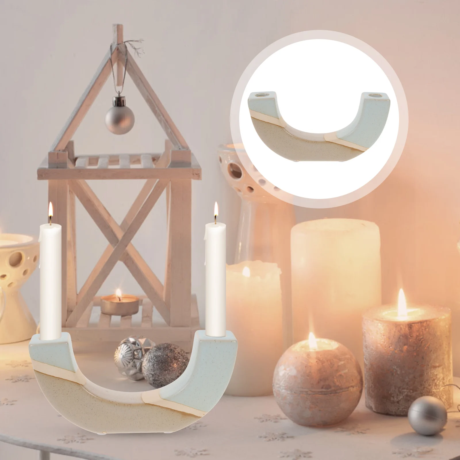 

Holder Stand Ceramic Flower Decorative Tealight Vase Candlestick Geometric Rustic Vases Arrangement Vintage Taper Ceramics