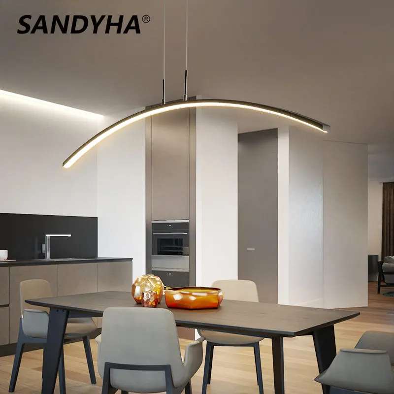 

SANDYHA Modern LED Pendant Lights for Study Kitchen Dining Living Room Chandeliers Remote Control Lustre Indoor Hanging Lamps