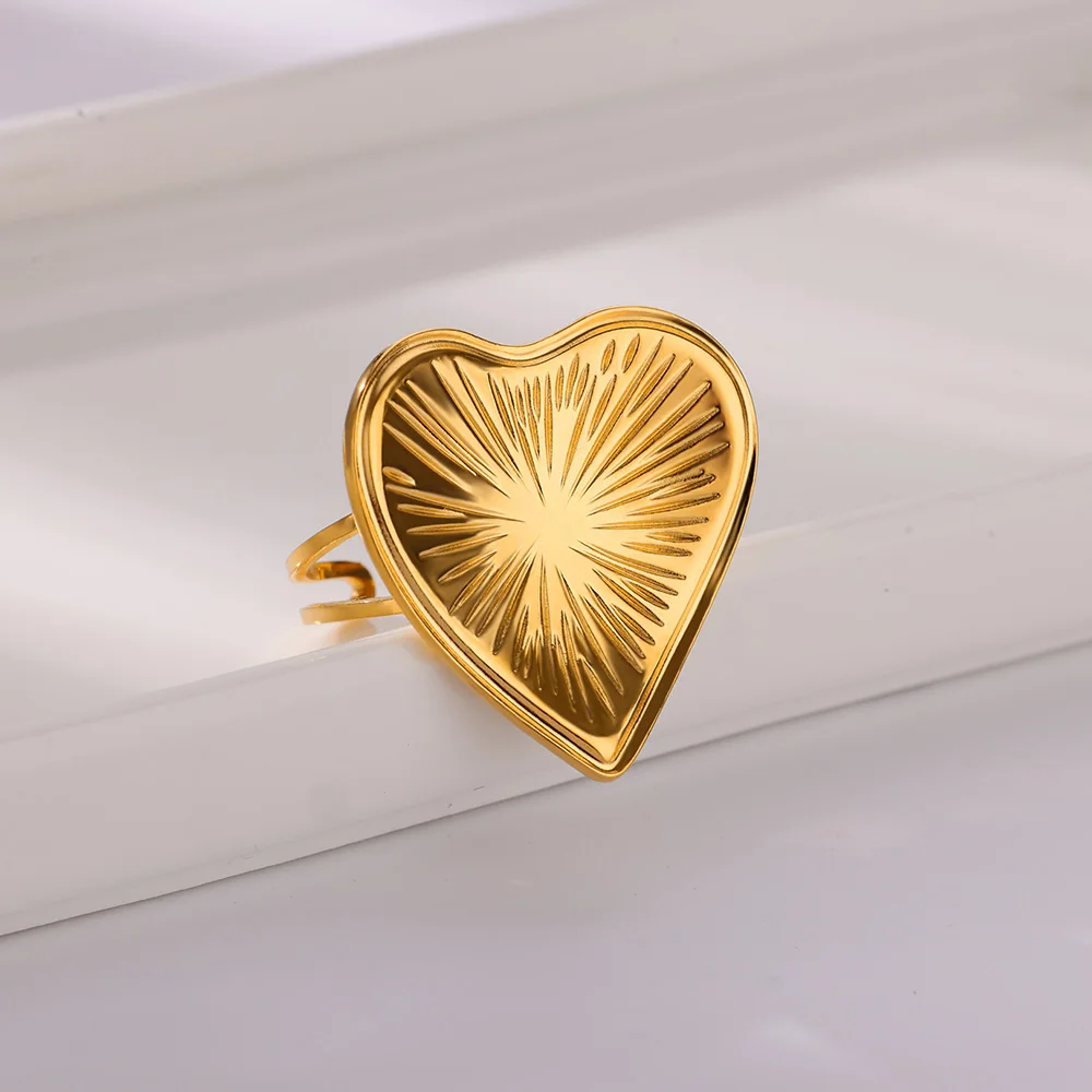 Женское Открытое кольцо из нержавеющей стали золотистое Обручальное в форме