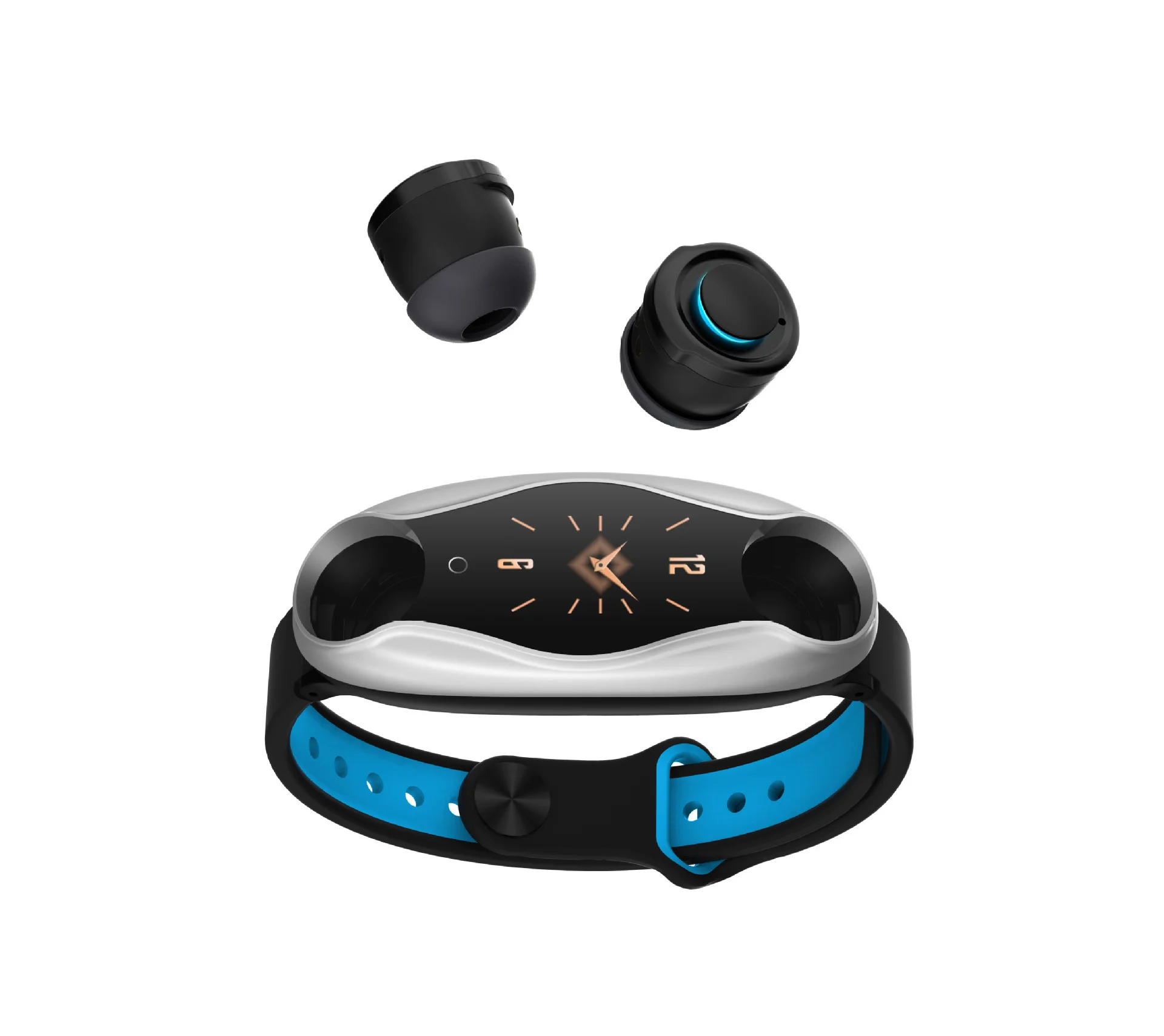 

T90 smart Bracelet dual Bluetooth headset sports heart rate blood pressure monitoring Bluetooth call Watch