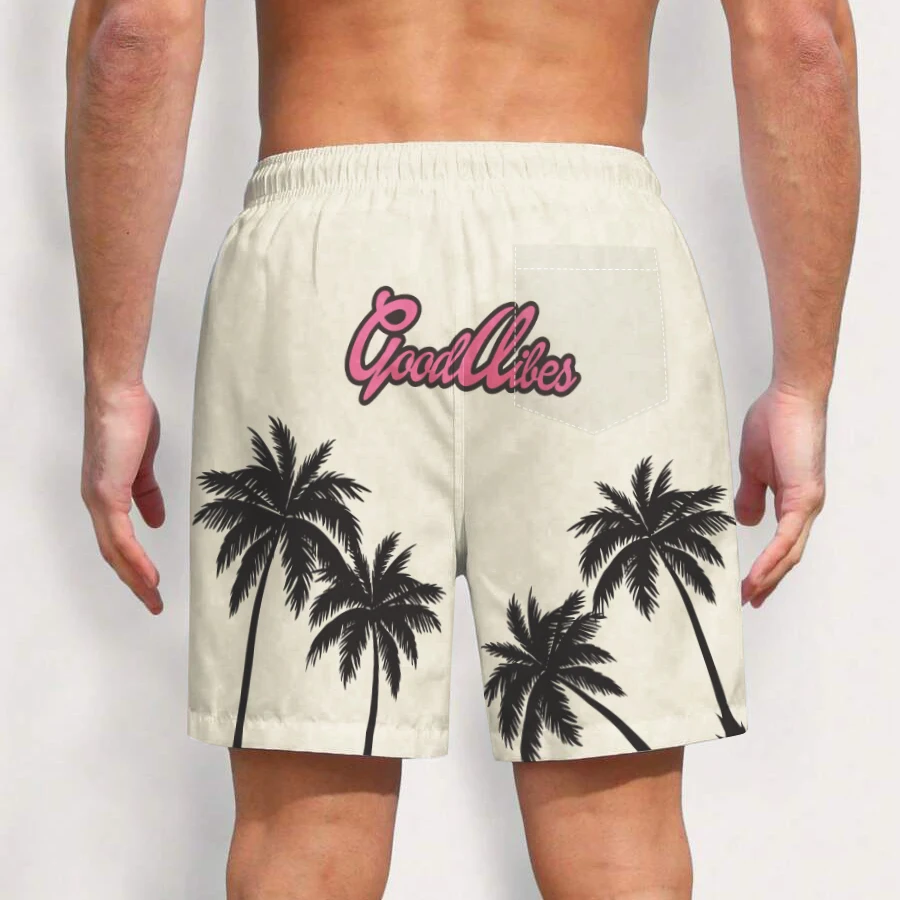 Мужские Быстросохнущие Пляжные Шорты С 3d Принтом Ладони Удобный Полиэстер