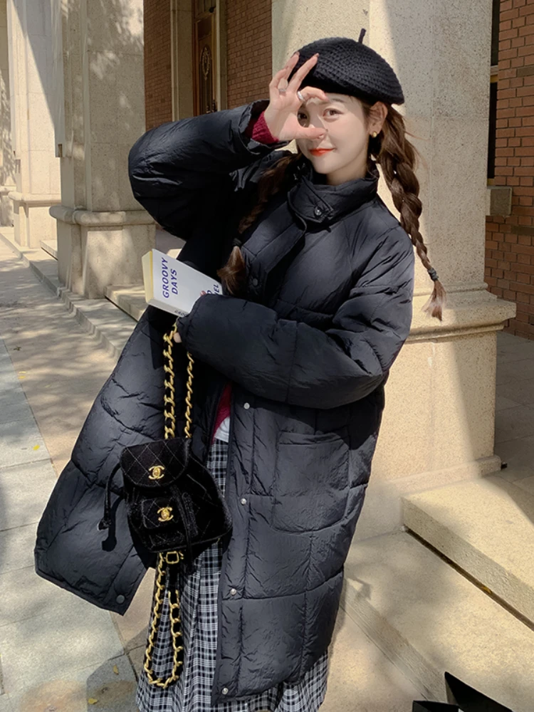 Women Parkas Loose Long Down Jacket Women Large Pocket Coat Women Winter Jacket Parkas Outerwear Korean Fashion Women Clothing
