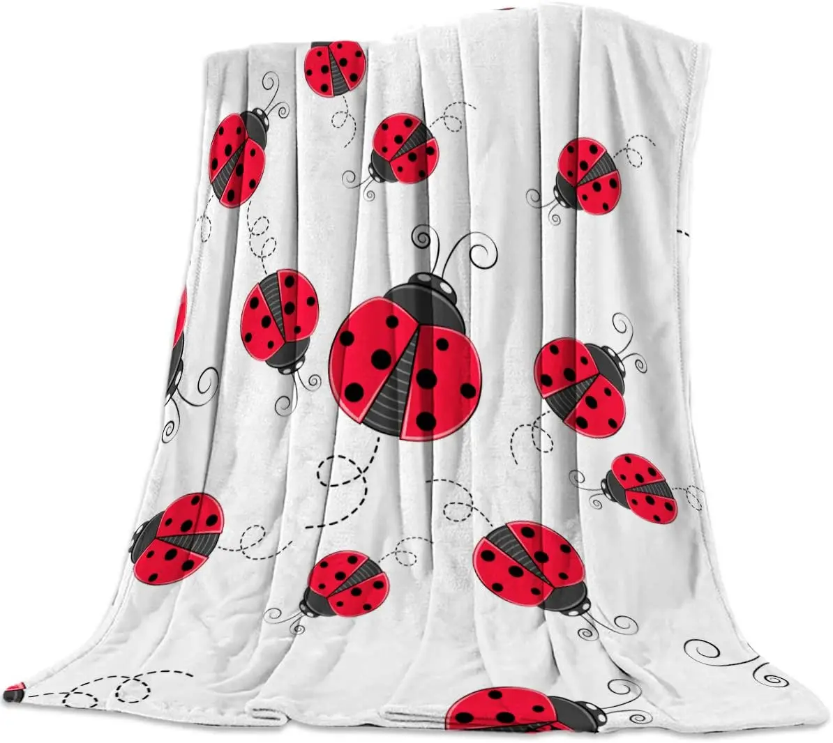 

Flannel Fleece Blanket Christmas Red Ladybug Super Soft Warm Cozy Bed Couch Car Throw Blanket for Kids Adults Travel All Season