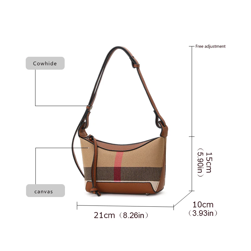 Aidrani 2024 женская модная сумка из натуральной кожи через плечо в клетку Холщовая