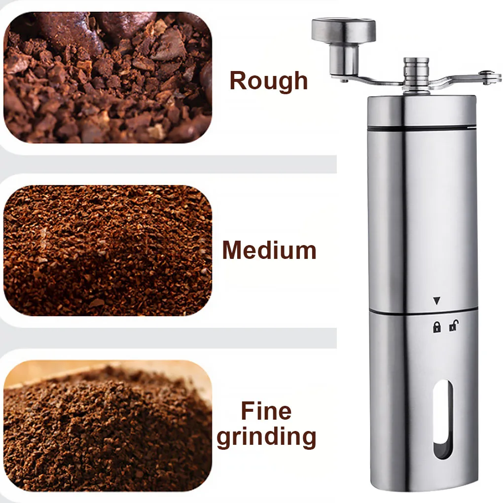 

Household Manual Coffee Grinder Spice Nut Coffee Bean Herb Stainless Steel Mill with Adjustable Hand Crank Tool