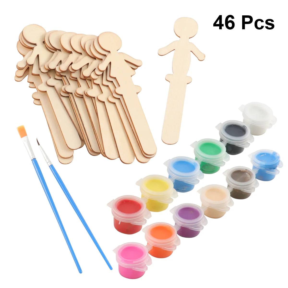 

32pcs DIY Sticks Unfinished Blank Cutouts Unfinished Ornaments Shaped Sticks Peg People to