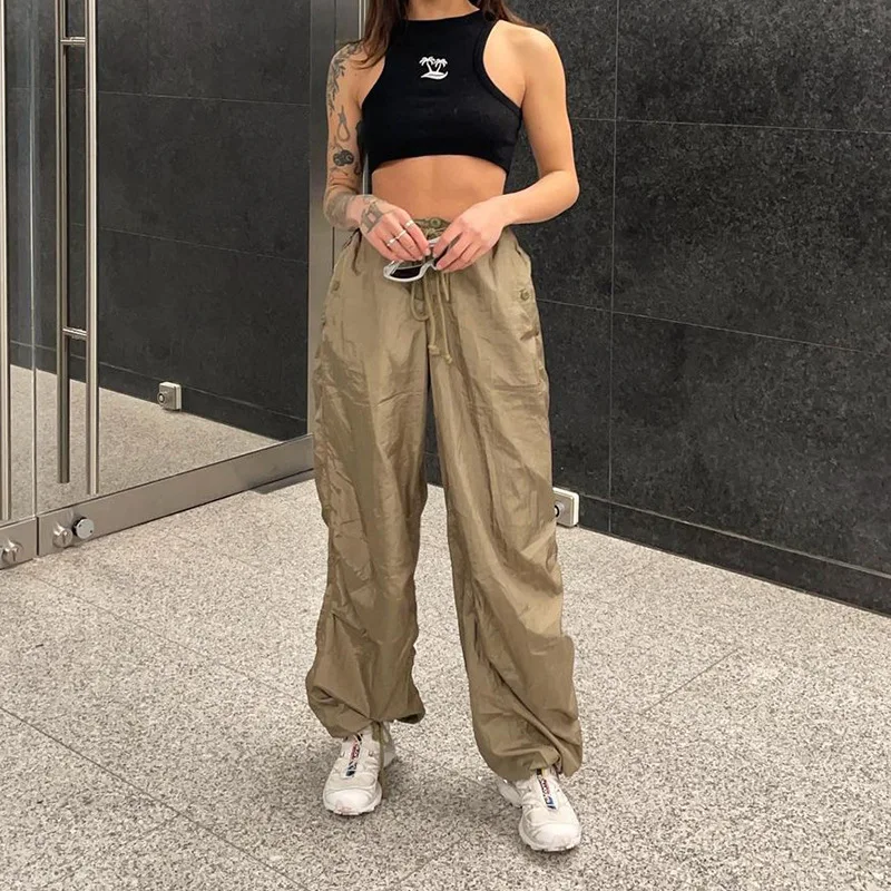 Drawstring cargo pants women Low Waist Baggy Pants Casual Loose Hippie Pants Korean Women Vintage 90s Streetwear Joggers Pants