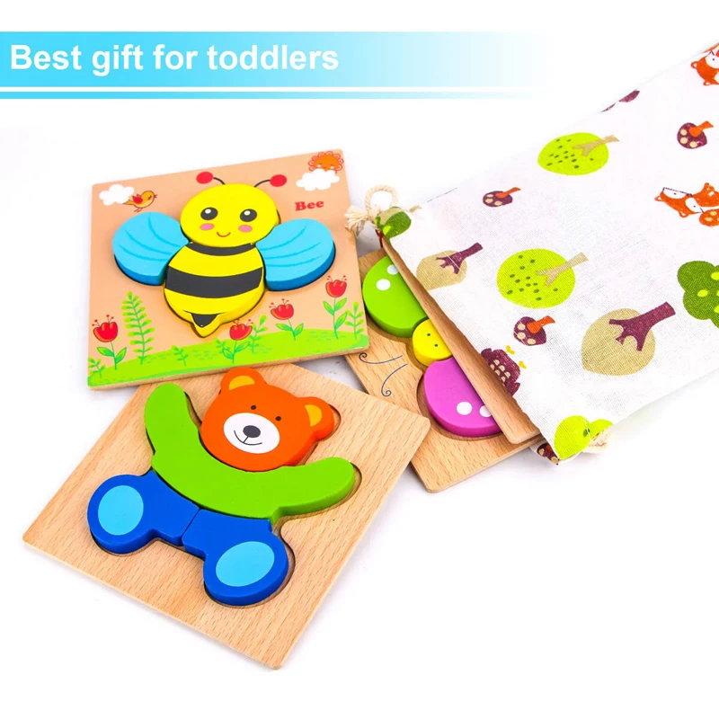 

Montessori Toy Wooden Animal Puzzles Toddlers Baby Educational Toys Gift Animal Patterns Vibrant Color Shapes Choose Shape