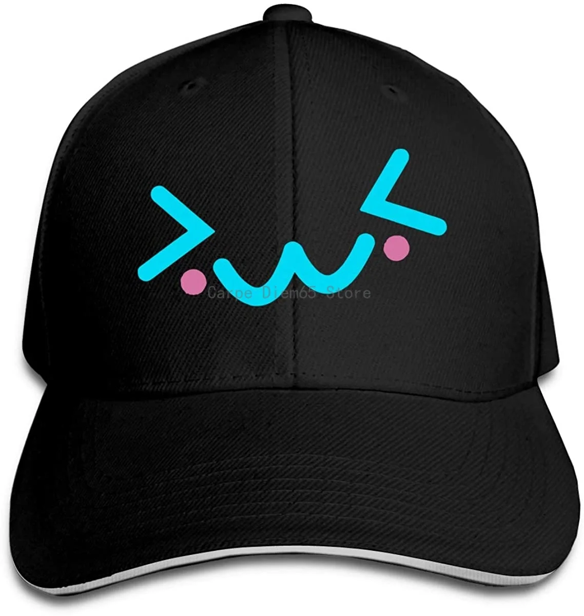 

Women's and Men's Baseball Cap Kawaii Face Sweet Cute Cotton Trucker Hat Adjustable Classic Sports Fan Caps Black