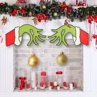 self adhesive wood cut out christmas thief hand decorations thief hand decal wall stickers home festival decor for christmas