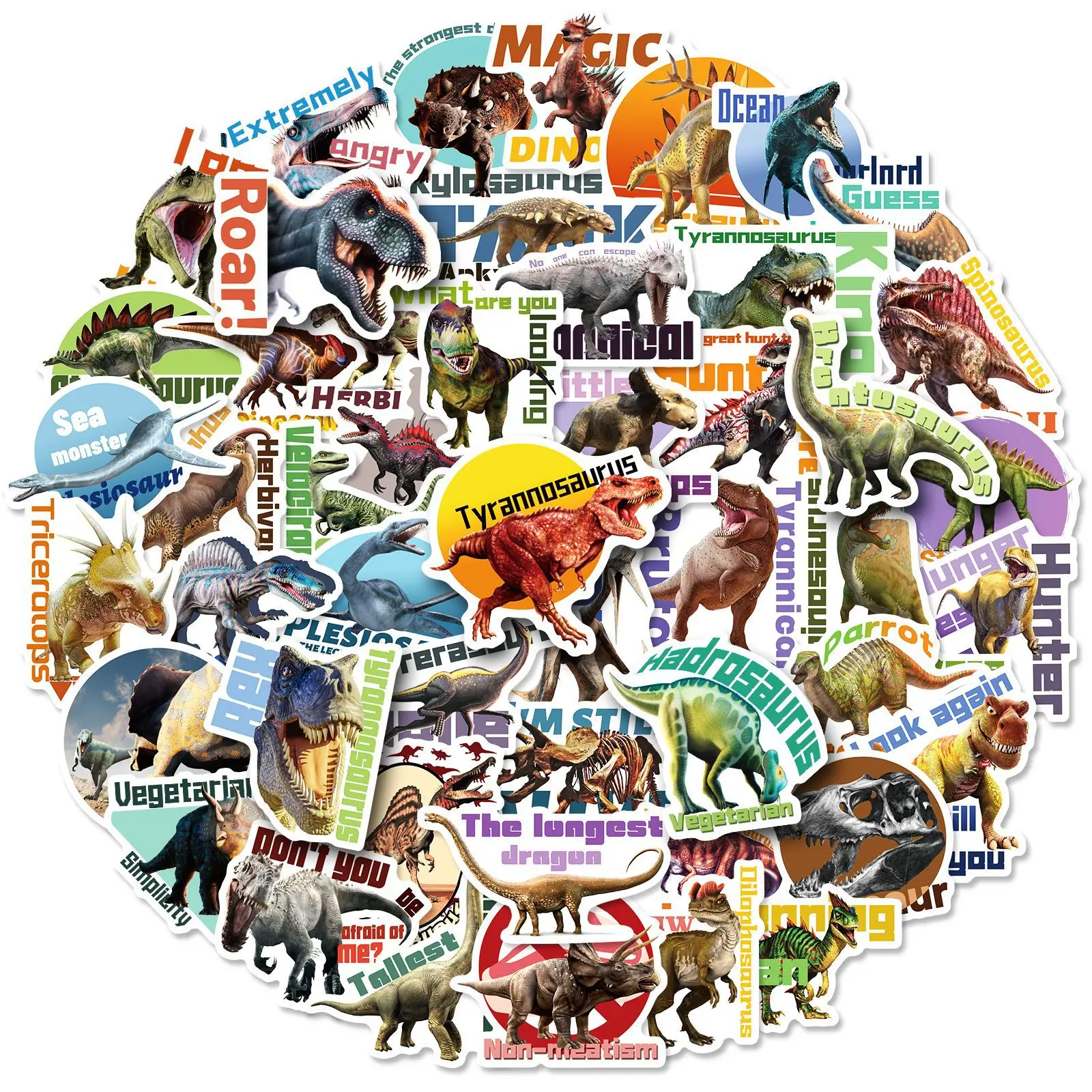 

M516 50pcs Dinosaur Stickers Refrigerator Wall Sticker Graffiti waterproof Suitcase Laptop Decoration Stickers