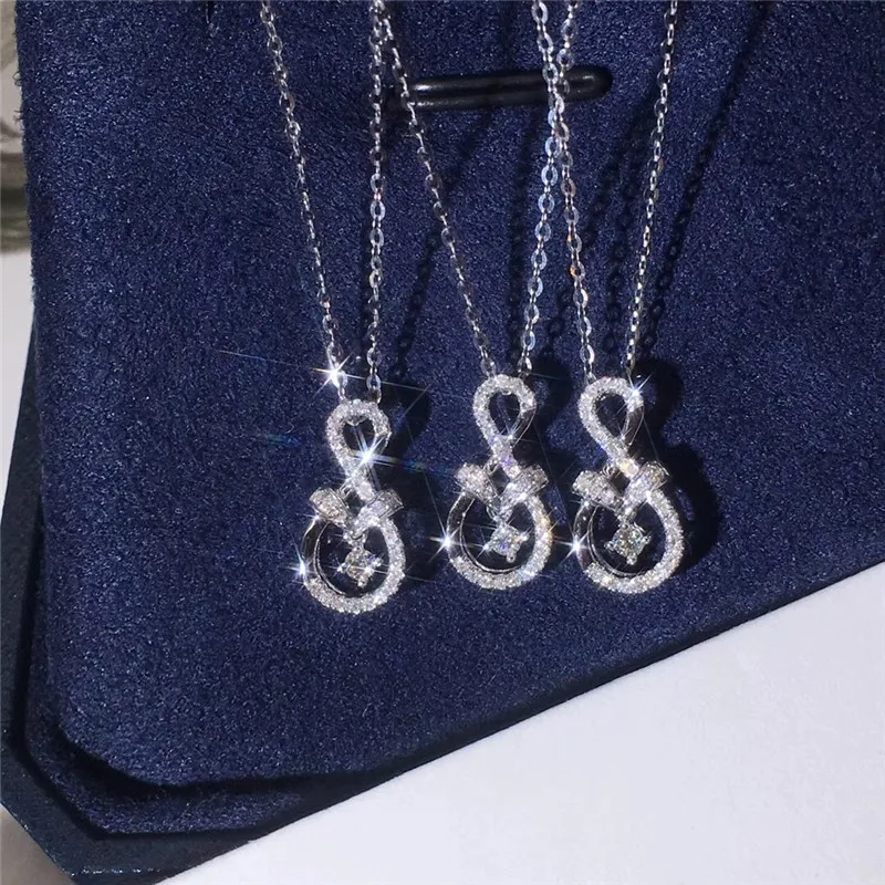 

New Delicate 8 Shaped Pendant Necklace for Wedding Engagement Party Luxury Women Necklaces Dazzling CZ Stone Fashion Jewelry