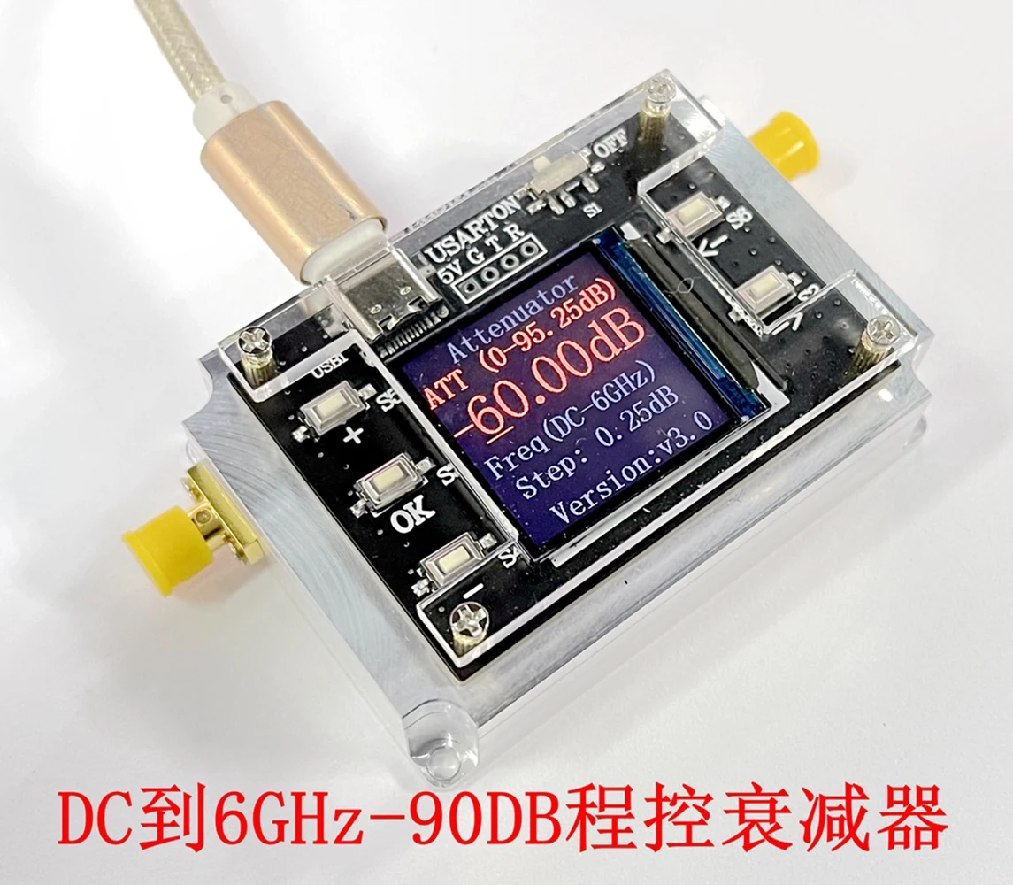 

6G Digital Programmable Attenuator 90DB Step 0.25DB OLED Display CNC ATT6000V3.0
