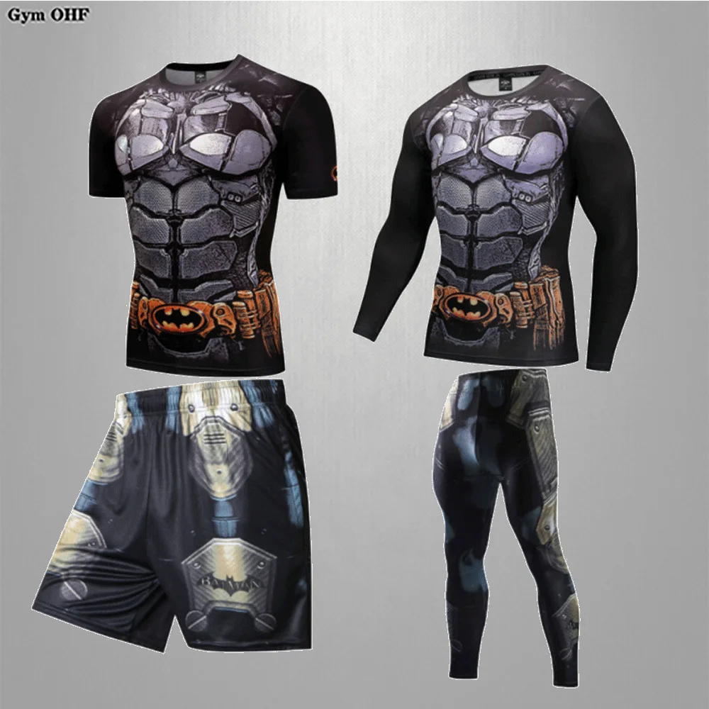 

рашгард мужской Футболка мужская компрессионная, брендовая тенниска для бега, облегающие штаны, спортивный костюм для спортзала, бега, фитн...